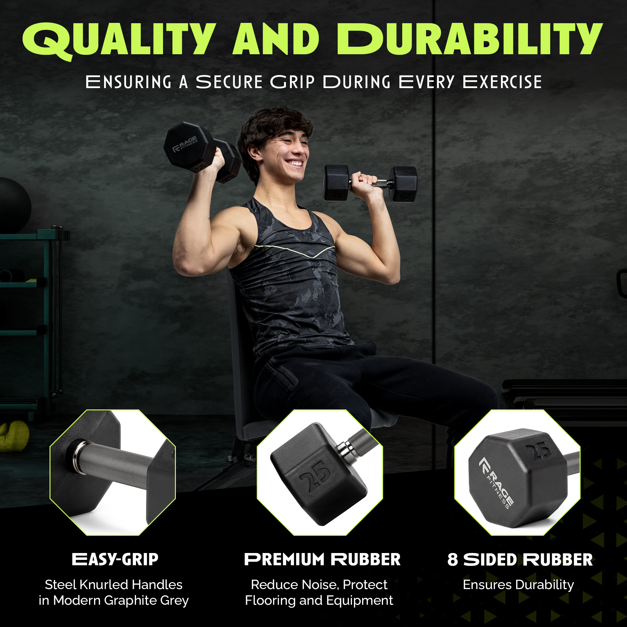 Octo Rubber Dumbbell (sold individually)